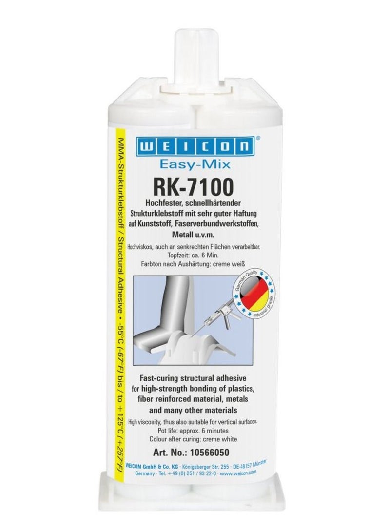 Weicon Easy Mix RK - 7100 | 50 g | White | Acrylic Structural Adhesive for Plastic, Metal and Ceramics. - Image 1