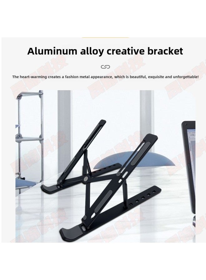 Aluminum Alloy Multifunctional Laptop Stand Adjustable Desktop Elevated Stand Portable Cooling Office Folding-Color:Double Fork-Full Silicone-Pink - Image 5