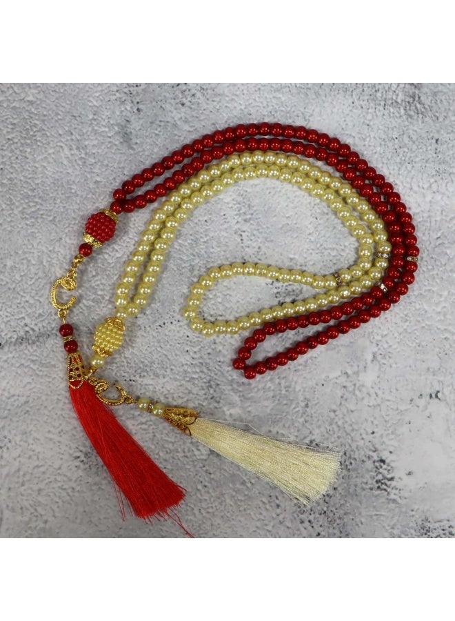 سندس طقم سجادات صلاة سجدة له ولها – سجادتان للصلاة مع مسبحة، سجادات صلاة إسلامية ناعمة للأزواج - Image 3