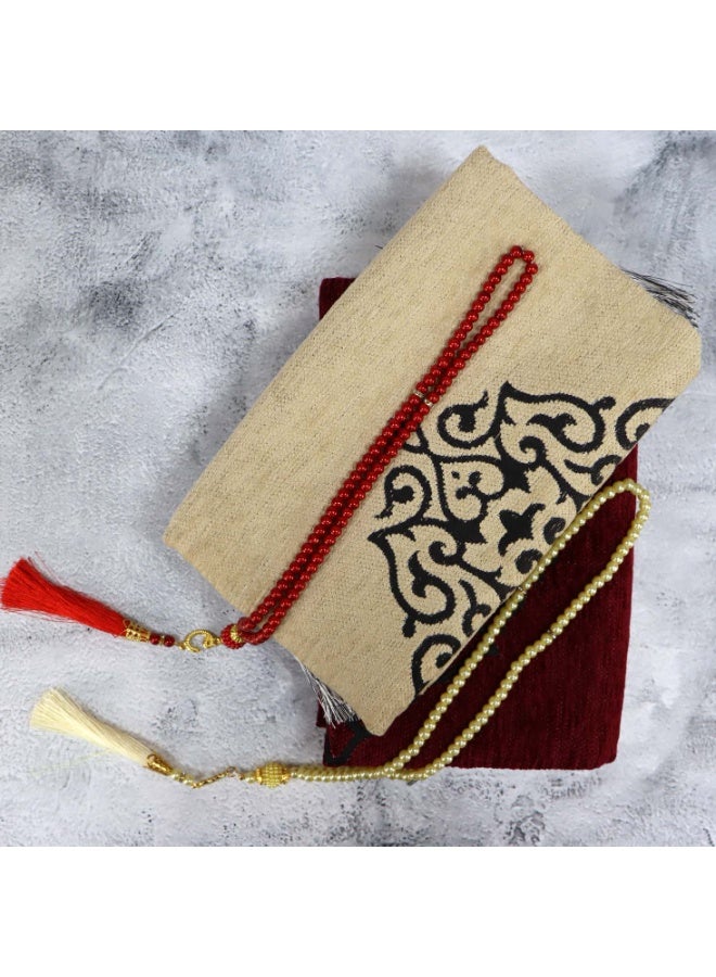 سندس طقم سجادات صلاة سجدة له ولها – سجادتان للصلاة مع مسبحة، سجادات صلاة إسلامية ناعمة للأزواج - Image 5