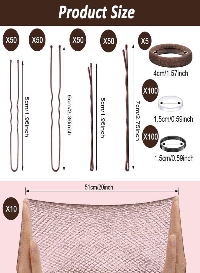 MAYCREATE® 415Pcs Brown Hair Accessories Set with Box, Includes Bobby Pins, Hair Bands, Clips & Sheer Brown Mesh Net, Fashion Hair Styling Accessories Tools for Women and Girls - Image 2