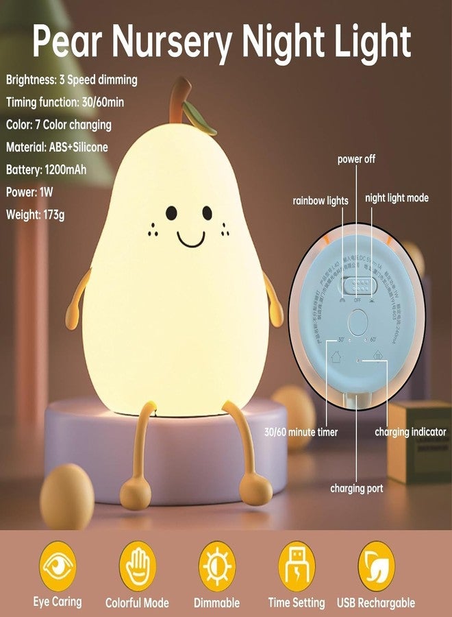 DotCom Kids Night Light Lamp | Rechargeable LED Bedside for Children's Bedroom | Ideal Gift for Boys, Girls, Toddlers, and Nursery (Cute pear lamp) - Image 3