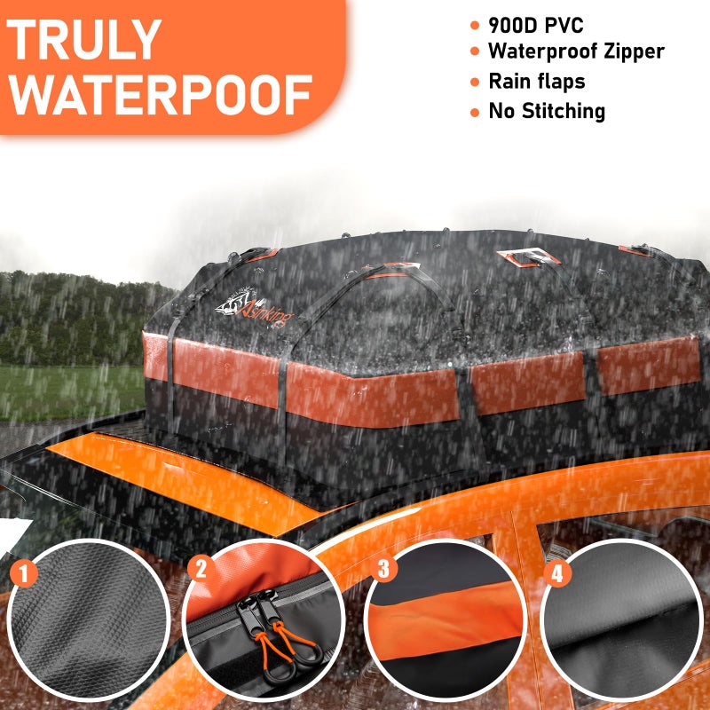 Asinking Car Roof Bag Rooftop top Cargo Carrier Bag 21 Cubic feet Waterproof for All Cars with/Without Rack, Includes Anti-Slip Mat, 10 Reinforced Straps, 6 Door Hooks, Luggage Lock - Image 4