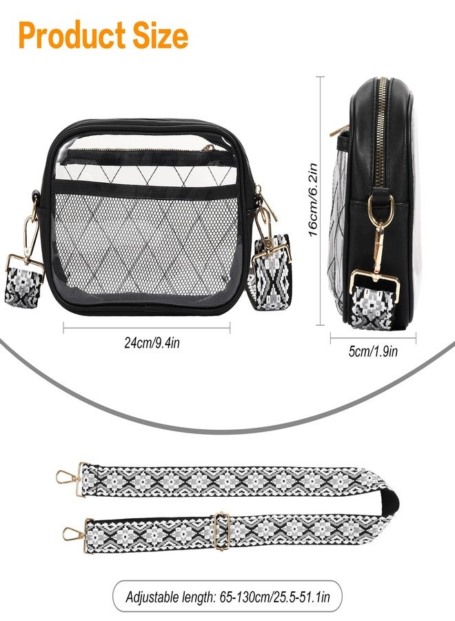 موكو حقيبة موكو الشفافة للمناسبات الرياضية، حقيبة كروسبودي خفيفة الوزن ومقاومة للماء بثلاثة جيوب وحزام كتف قابل للتعديل للرجال والنساء، مناسبة للصالات الرياضية والمهرجانات الموسيقية والأنشطة الخارجية، لون أسود - Image 5