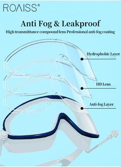 roaiss 3 Pcs Kids Swim Goggle Set, HD Waterproof Anti-fog Large Frame Goggle with Integrated Earplugs, Silicone Swim Cap and Nose Clip, Pool Beach Swimming Gear for Boys Girls Age 3-16 Youth  - Image 3