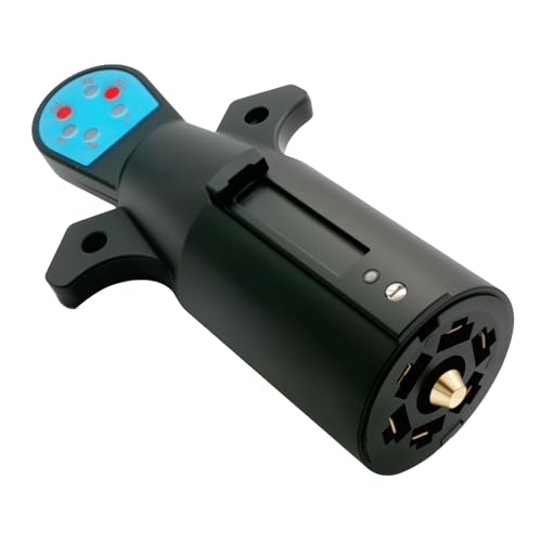 NEW SUN® 7-Pin Trailer Plug Tester with LED Light, 7-Way Trailer Light Tester, Round RV Blade Electric Wiring Tester, 7-Way Trailer Light Circuit Connector Checking for Truck, RVs - Plug & Play - Image 1