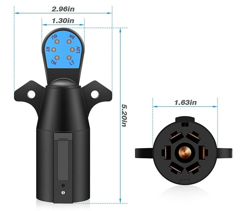 NEW SUN® 7-Pin Trailer Plug Tester with LED Light, 7-Way Trailer Light Tester, Round RV Blade Electric Wiring Tester, 7-Way Trailer Light Circuit Connector Checking for Truck, RVs - Plug & Play - Image 5