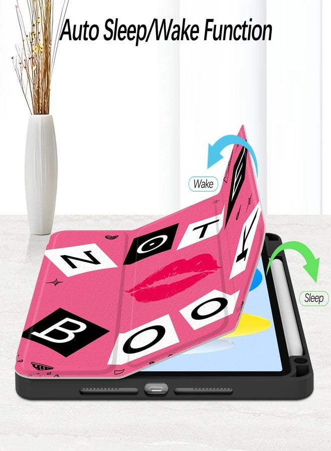 Xkladz جراب Xkladz لجهاز iPad الجيل العاشر 10.9 بوصة 2022، جراب مع حامل قلم، غطاء خلفي شفاف، تصميم أنيق وجذاب للنساء والفتيات والفتيان، خاصية التشغيل/الإيقاف التلقائي، لون أحمر وردي - Image 3