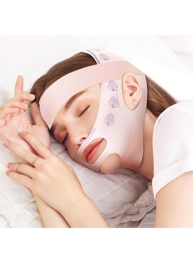 MJZ V Line Face Lifting Mask, Double Chin Reducer Jaw Line Shaper, Face Toning Belts, Forehead Wrinkle Strap, Lifting and Firming Compression Strap for Sleeping Anti-wrinkle Skin Tightening Belt for Slim Lift - Image 4