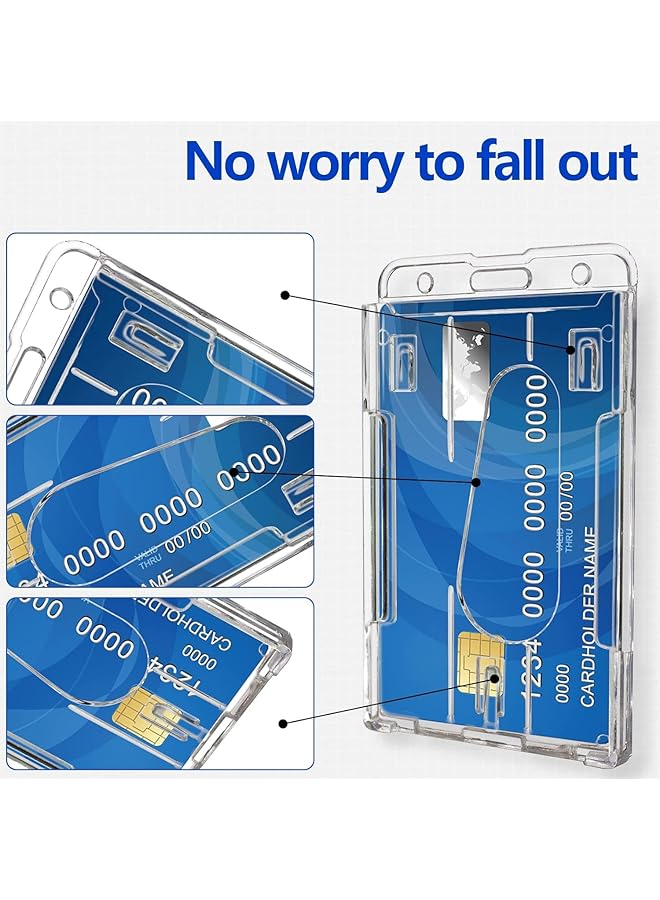 erorex 5 Pcs Hard Plastic Clear Badge Holders Vertical Card Holder With Easy Access Thumb Slot Holding 2 Cards For Office School Ids Credit Cards Driver'S Licenses And Passes  - Image 4