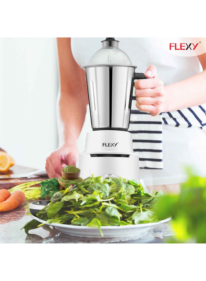 Flexy Blender 750W 3 in 1 Ideal for Fine Wet Dry Grinding and 3 Stainless Steel Bowls Indian Blender White - Image 3