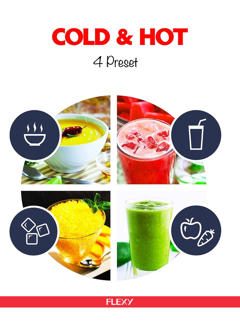 Flexy Blender 750W 3 in 1 Ideal for Fine Wet Dry Grinding and 3 Stainless Steel Bowls Indian Blender White - Image 4