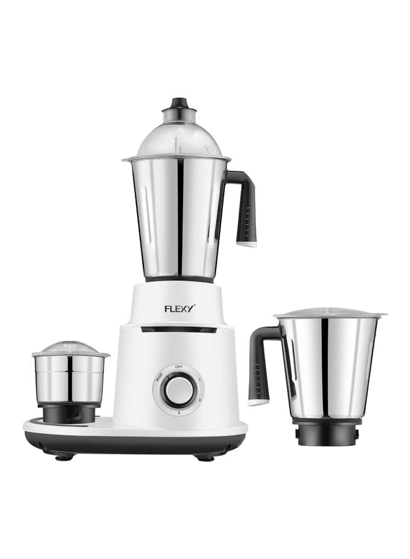 Flexy Blender 750W 3 in 1 Ideal for Fine Wet Dry Grinding and 3 Stainless Steel Bowls Indian Blender White - Image 1