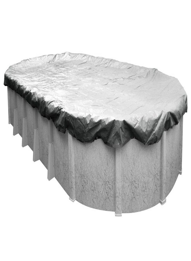 Robelle 12 x 18 ft Heavy Duty Silver Winter Oval Pool Cover for Above Ground Pools, 4 ft Overlap (16 x 22 ft Cover Size), Solid 8 x 8 Scrim, 2.36 oz/yd2, 10-Year Warranty, Style: 551218-4-ROBA - Image 1