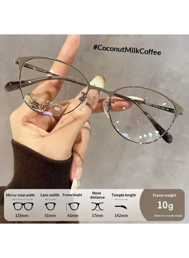 GT-Wheel Women Titanium Cat Eye Blue Light Blocking Glasses, Ultra Light Metal Full Rim Optical Prescription Eyeglasses, Anti Eye Strain Computer Eyewear for Office Daily Use - Image 3