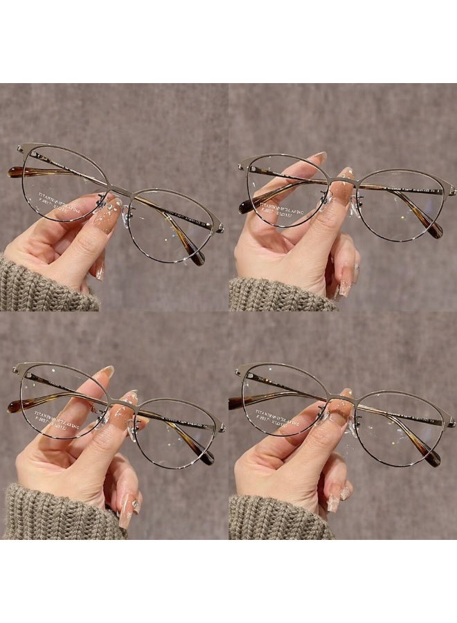 GT-Wheel Women Titanium Cat Eye Blue Light Blocking Glasses, Ultra Light Metal Full Rim Optical Prescription Eyeglasses, Anti Eye Strain Computer Eyewear for Office Daily Use - Image 2