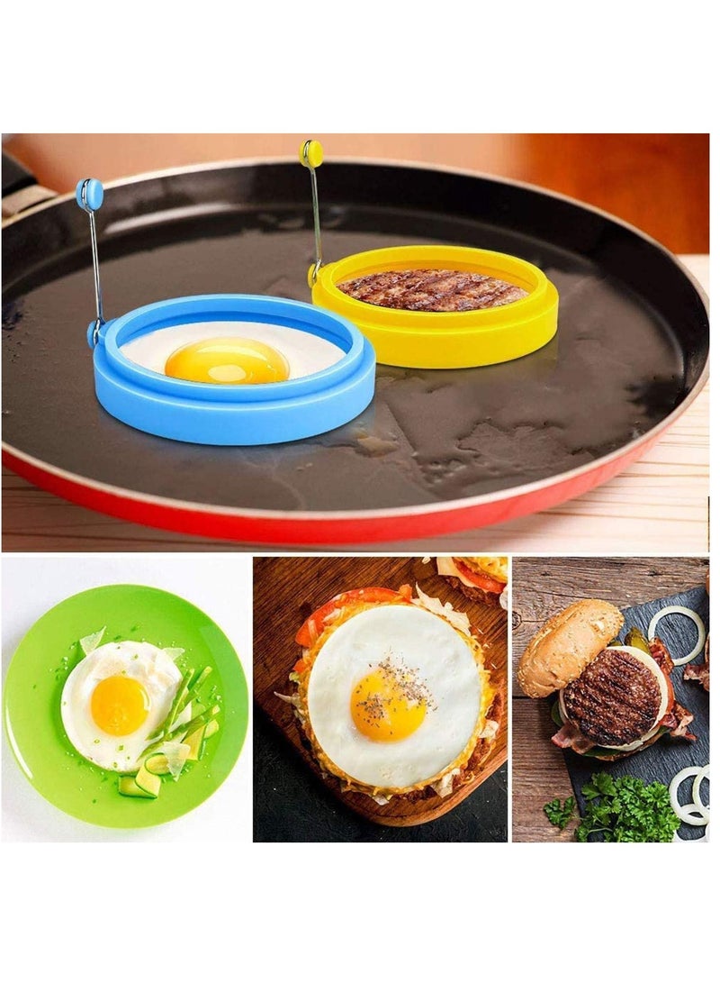 SYOSI Egg Ring Fried Egg Mold Egg Separator Reusable Cooking Rings Silicone Non-Stick Egg Shaper Ring with Egg and Pancake Non Stick Cooking Tool Kitchen Cooking Tools 4 Pcs  - Image 4