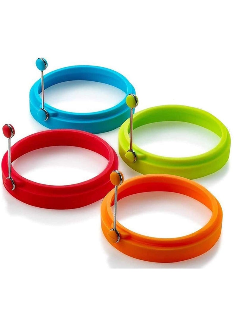 SYOSI Egg Ring Fried Egg Mold Egg Separator Reusable Cooking Rings Silicone Non-Stick Egg Shaper Ring with Egg and Pancake Non Stick Cooking Tool Kitchen Cooking Tools 4 Pcs  - Image 1