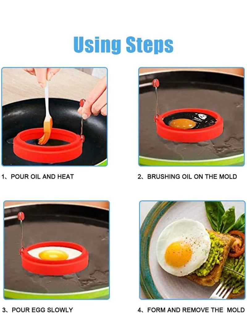 SYOSI Egg Ring Fried Egg Mold Egg Separator Reusable Cooking Rings Silicone Non-Stick Egg Shaper Ring with Egg and Pancake Non Stick Cooking Tool Kitchen Cooking Tools 4 Pcs  - Image 3