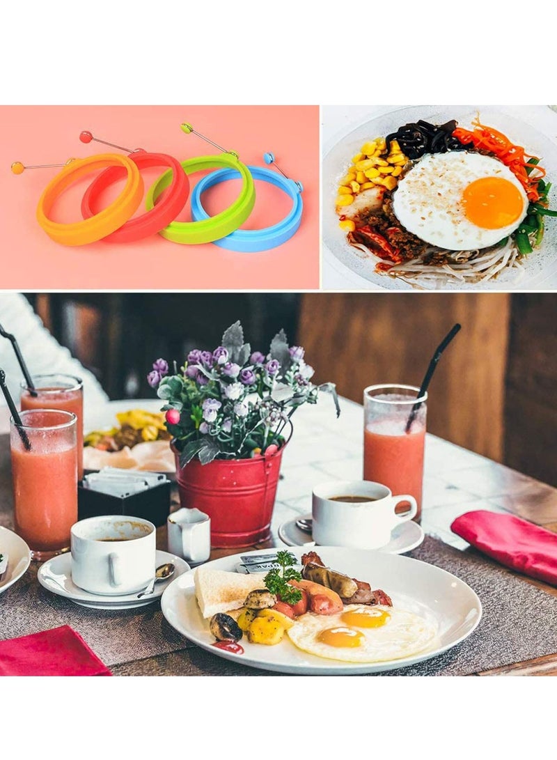 SYOSI Egg Ring Fried Egg Mold Egg Separator Reusable Cooking Rings Silicone Non-Stick Egg Shaper Ring with Egg and Pancake Non Stick Cooking Tool Kitchen Cooking Tools 4 Pcs  - Image 2