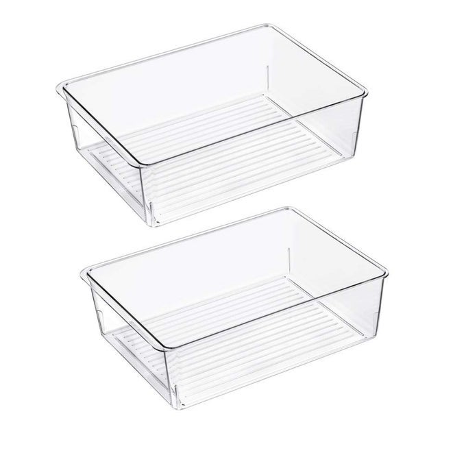 KITCHEN FREEZER FOOD STORAGE BIN PLASTIC REFRIGERATOR ORGANIZER FRIDGE STORAGE CONTAINERS FOR FRUIT YOGURT SNACKS PASTA 11 2 PACK