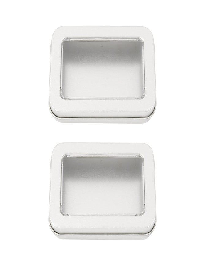 Vagocom 2Pack Portable Dental Floss Case with Transparent Window,Empty 3.4 * 2.3 * 0.7inch / 87x60x18mm Reusable Floss Holder,Dental Floss Dispenser for Travel, Hotel(Silver) - Image 1