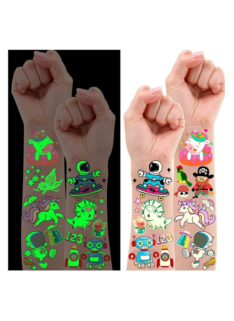 SYOSI Luminous Temporary Tattoos Stickers Party Bag Fillers for Kids Children Birthday Favours Gifts Girls Boys Toys Games Stuff Supplies 380 Styles 30 Sheets  - Image 1
