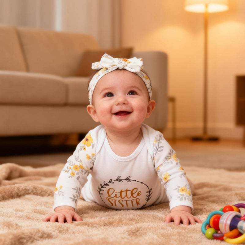 AMAWMW Newborn Baby Girl Little Sister Sleeper Gown Stripe Long Sleeve Nightgown Pajamas Gifts Stuff Essential Outfit - Image 2