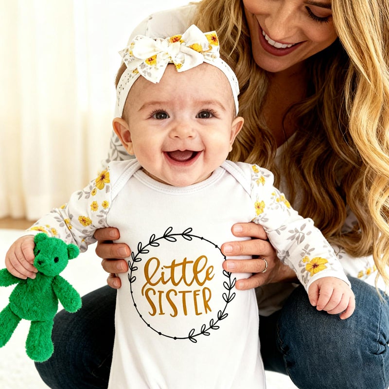 AMAWMW Newborn Baby Girl Little Sister Sleeper Gown Stripe Long Sleeve Nightgown Pajamas Gifts Stuff Essential Outfit - Image 3