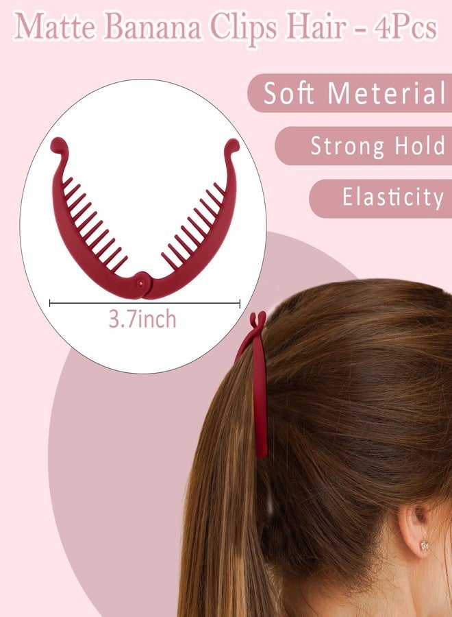 Hapdoo 4PCS Small Banana Clips Hair, Mini Matte Banana Hair Clips for Women Girls, Cute Strong Hold Ponytail Bun Holder, Hair Jaw Clips Barrettes Styling Accessories for Thin Hair - Image 2