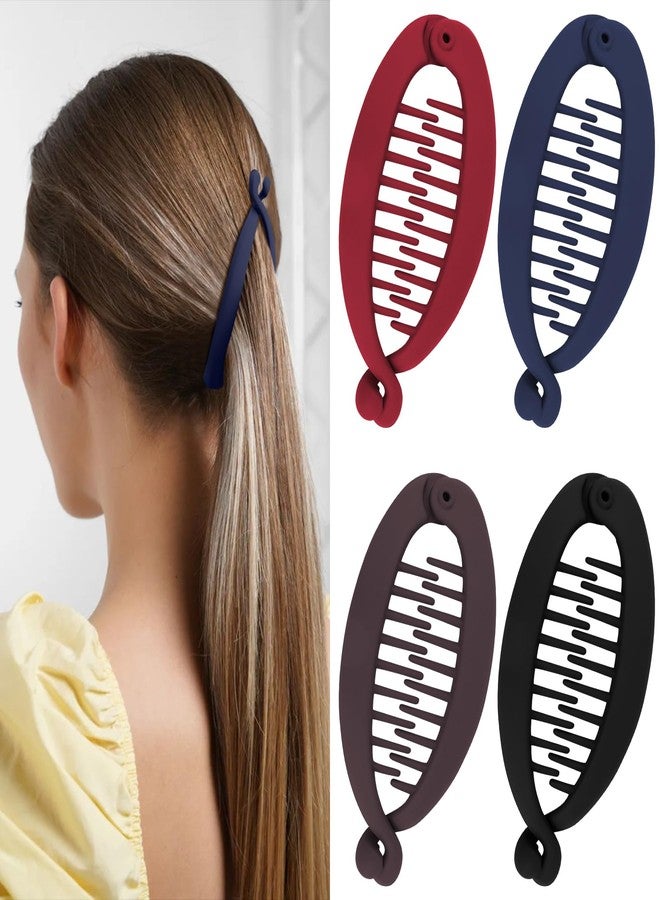 Hapdoo 4PCS Small Banana Clips Hair, Mini Matte Banana Hair Clips for Women Girls, Cute Strong Hold Ponytail Bun Holder, Hair Jaw Clips Barrettes Styling Accessories for Thin Hair - Image 1