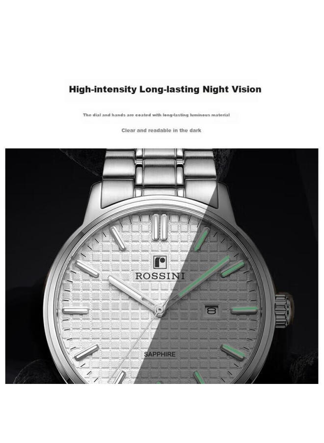 Rossini Ladies' Quartz Watch, White Dial, Steel Strap, Birthday Gift For Girlfriend, Chinese Watch, Commuter Style, Luminous Date Display, 50098 - Image 2