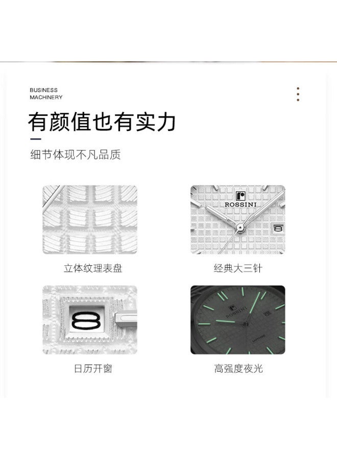 Rossini Ladies' Quartz Watch, White Dial, Steel Strap, Birthday Gift For Girlfriend, Chinese Watch, Commuter Style, Luminous Date Display, 50098 - Image 3