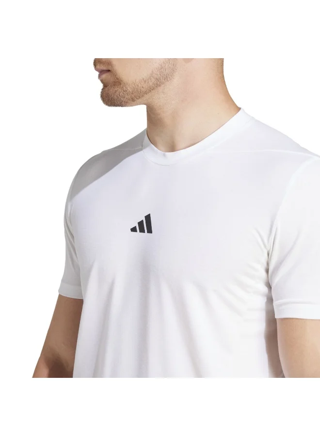 adidas تي شيرت  أبيض رجالي بأكمام قصيرة