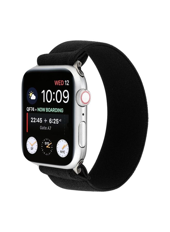Replacement Strap Elastic Nylon Braid Watch Band For Apple Watch Series 9&8&7 41mm / SE 3&SE 2&6&SE&5&4 40mm / 3&2&1 38mm Black