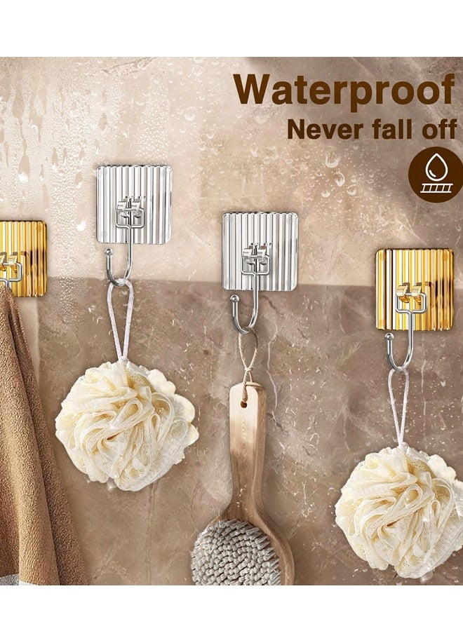 8 Pack Acrylic Adhesive Hooks,Coat and Towel Hooks,Wall Hooks Waterproof and Oilproof for Bathroom,Kitchen and Home Sticky Hooks - Image 5
