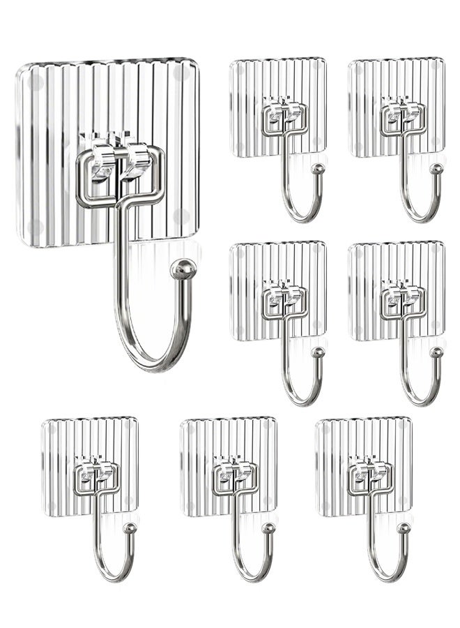 8 Pack Acrylic Adhesive Hooks,Coat and Towel Hooks,Wall Hooks Waterproof and Oilproof for Bathroom,Kitchen and Home Sticky Hooks - Image 1