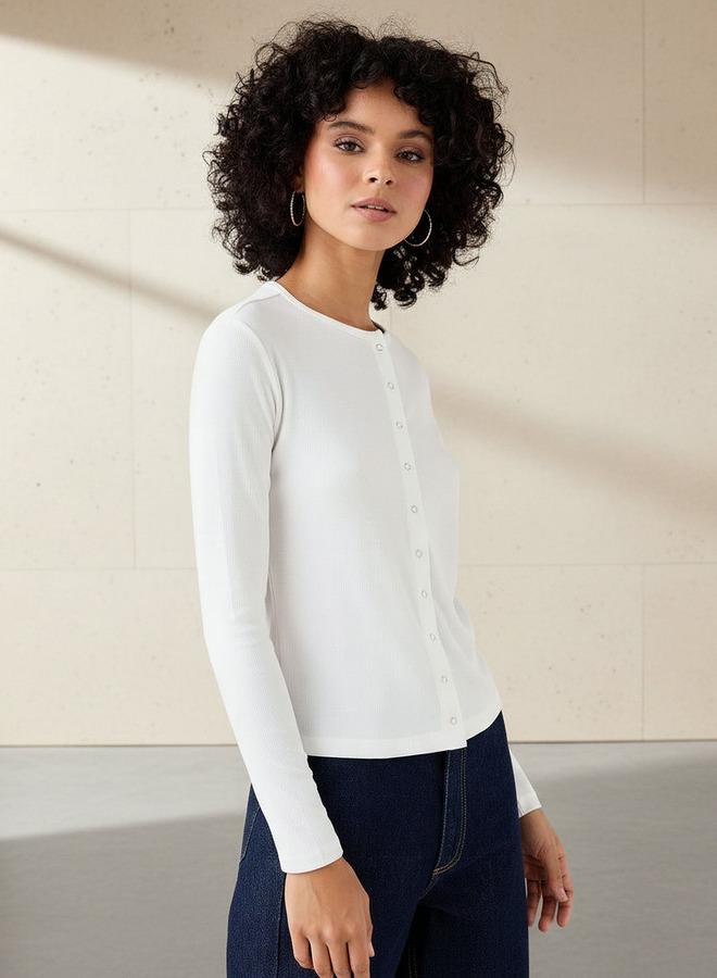 Lee Cooper Henley Top with Ribbed Texture and Round Neck - Image 1