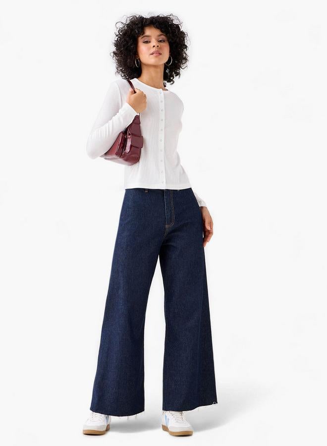 Lee Cooper Henley Top with Ribbed Texture and Round Neck - Image 2