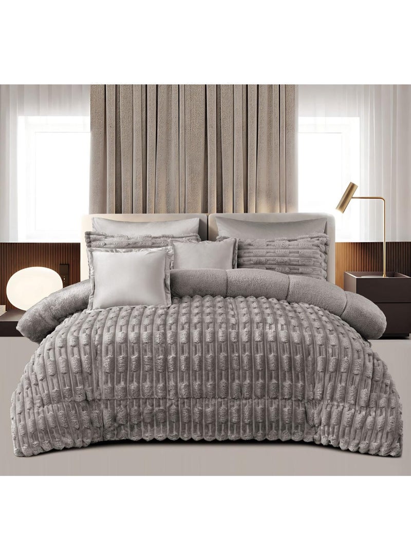 مون مفرش حشو. مخمل على فرو وجهين                  نفرين * 1 لحاف مقاس 220*240سم  1 شرشف مغاط 200*200+30سم  4 تلبيس مخده 50*75سم  2 تلبيس خداديه 45*45سم