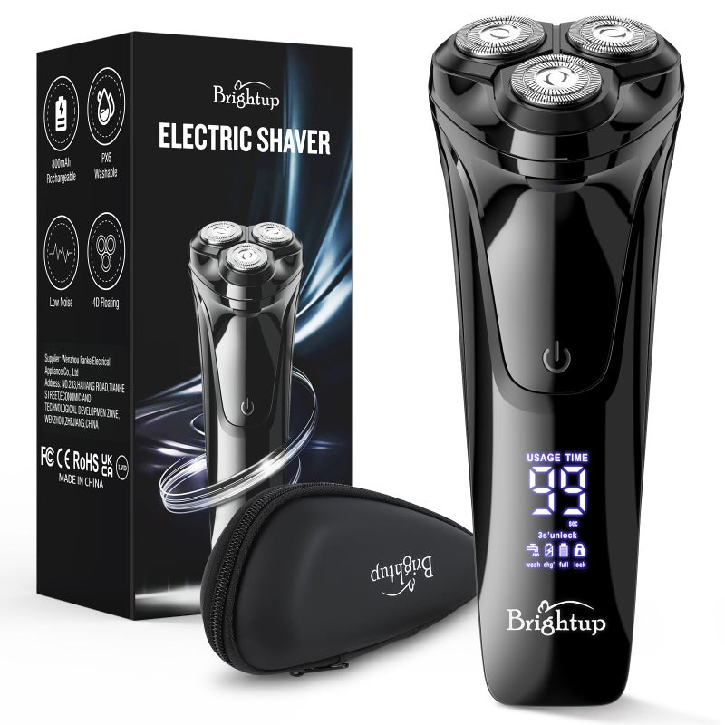Brightup Electric Razor for Men Face, Wet & Dry Electric Shaver for Men with Pop-up Trimmer, Men's Razor with 4D Flex Precision Blades, USB Fast Charging, LED Display, Travel Lock, Storage Case - Image 1