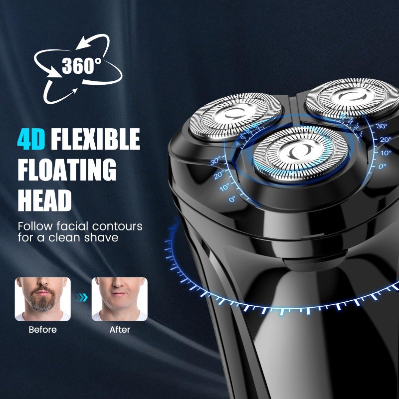 Brightup Electric Razor for Men Face, Wet & Dry Electric Shaver for Men with Pop-up Trimmer, Men's Razor with 4D Flex Precision Blades, USB Fast Charging, LED Display, Travel Lock, Storage Case - Image 4