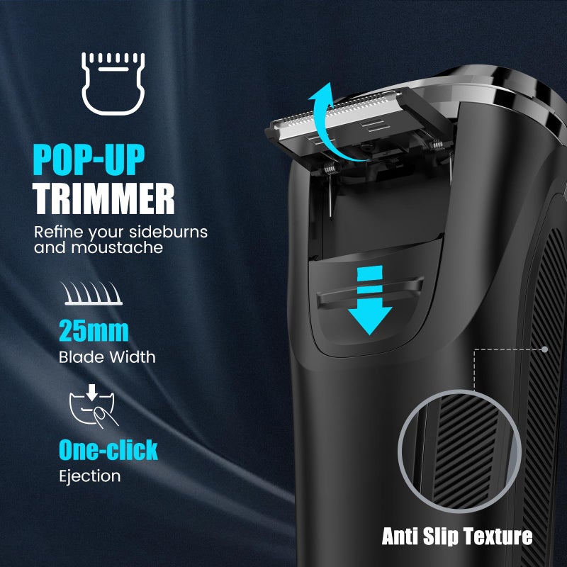 Brightup Electric Razor for Men Face, Wet & Dry Electric Shaver for Men with Pop-up Trimmer, Men's Razor with 4D Flex Precision Blades, USB Fast Charging, LED Display, Travel Lock, Storage Case - Image 3
