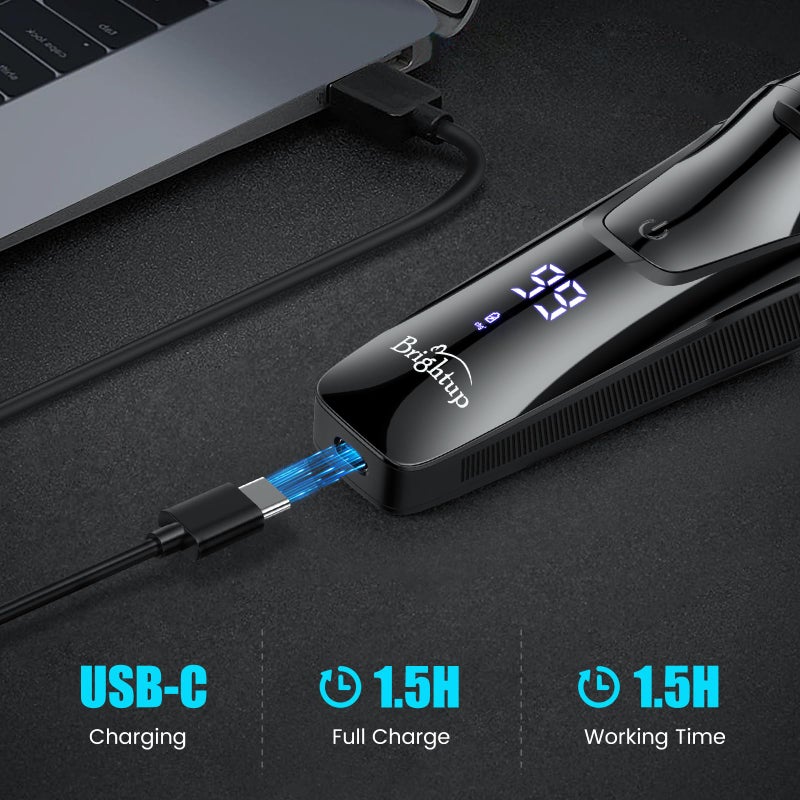 Brightup Electric Razor for Men Face, Wet & Dry Electric Shaver for Men with Pop-up Trimmer, Men's Razor with 4D Flex Precision Blades, USB Fast Charging, LED Display, Travel Lock, Storage Case - Image 2