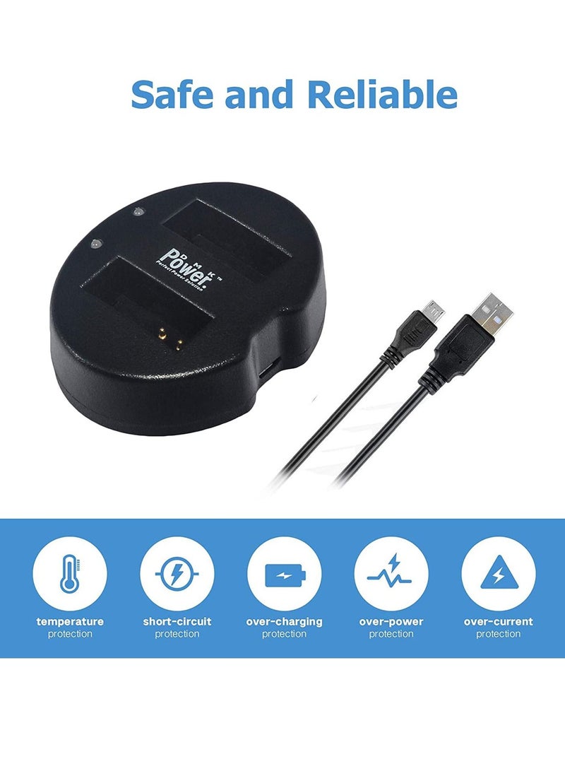 DMK Power LP-E12 Replacement Battery (2-Pack) and Dual USB Charger Compatible with LP-E12 EOS M M2 M10 M50 M100 EOS 100D EOS Rebel SL1 EOS KISS X7 PowerShot SX70 HS - Image 3