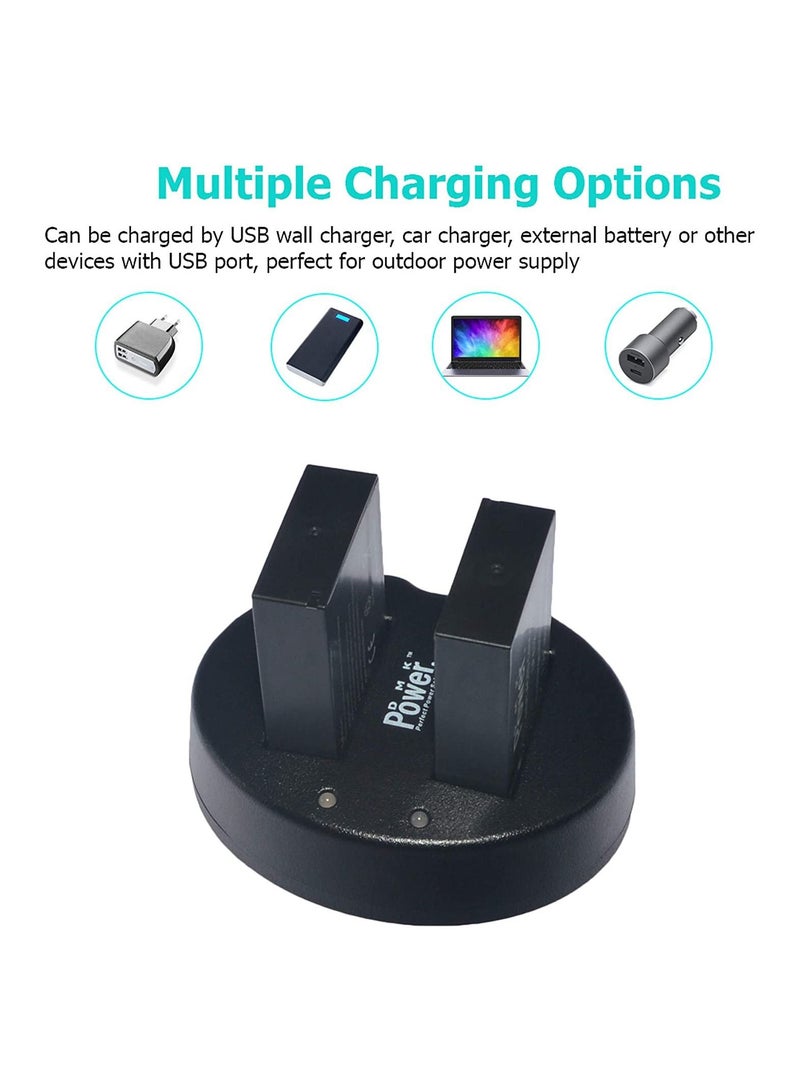 DMK Power LP-E12 Replacement Battery (2-Pack) and Dual USB Charger Compatible with LP-E12 EOS M M2 M10 M50 M100 EOS 100D EOS Rebel SL1 EOS KISS X7 PowerShot SX70 HS - Image 4