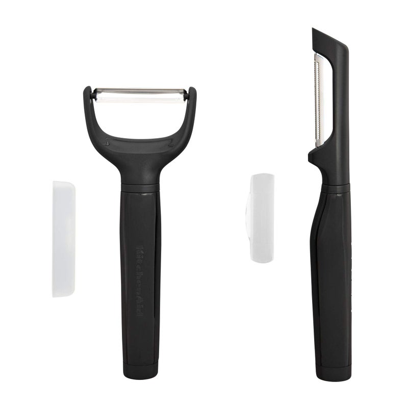 KitchenAid مجموعة مقشرات كيتشن إيد يوروبية على شكل Y من 2 باللون الأسود