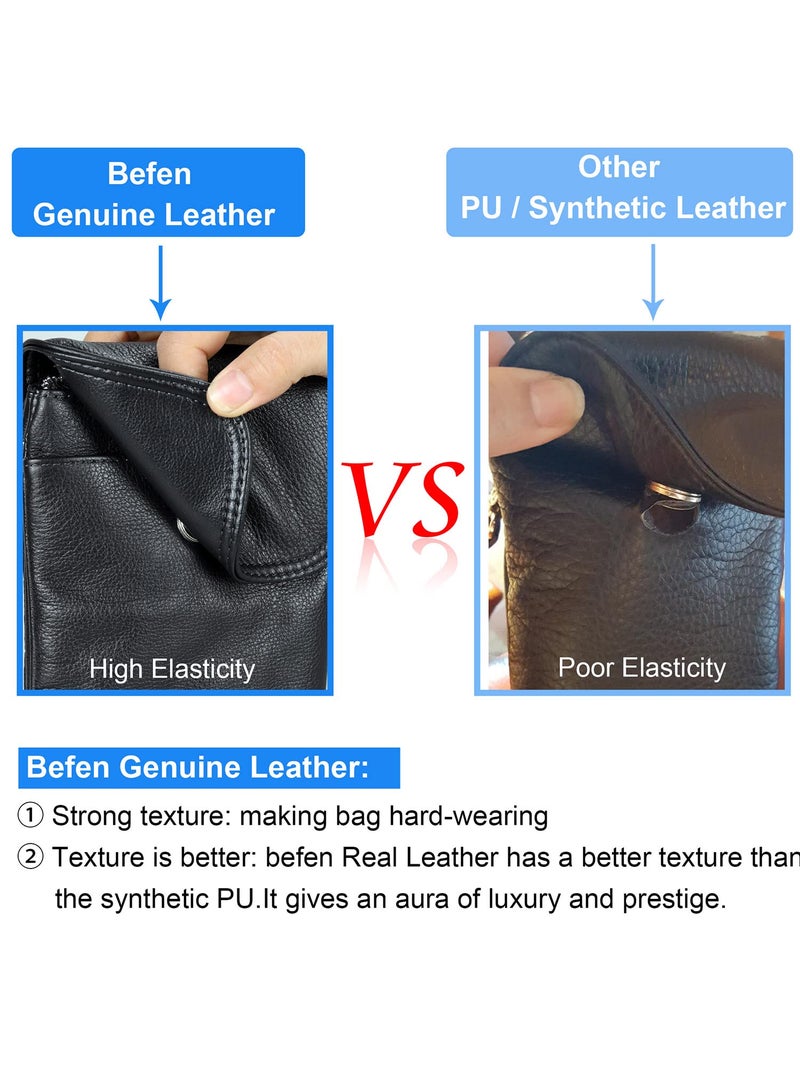 befen Genuine Leather Cell Phone Crossbody Purses for Women, Small Cross Body Bags for Women Travel (Dark Brown) - Image 3