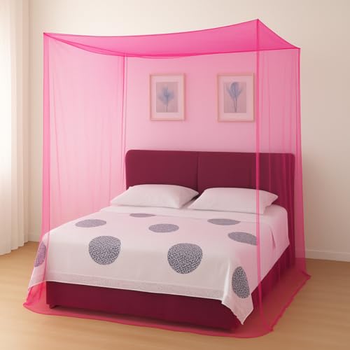 Divayanshi Foldable Polycotton Mosquito Net (Machhardani) for Double Bed (Pink, 6x6 ft) | Breathable, Lightweight & Portable | Easy Setup, Durable & Ideal for Home & Travel Mosquito Protection. - Image 1