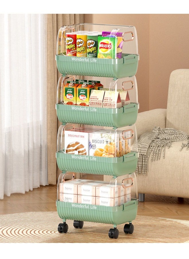 NKX 4-Layer Floor-Standing Kitchen Storage Rack with Removable Vegetable Basket  - Image 1